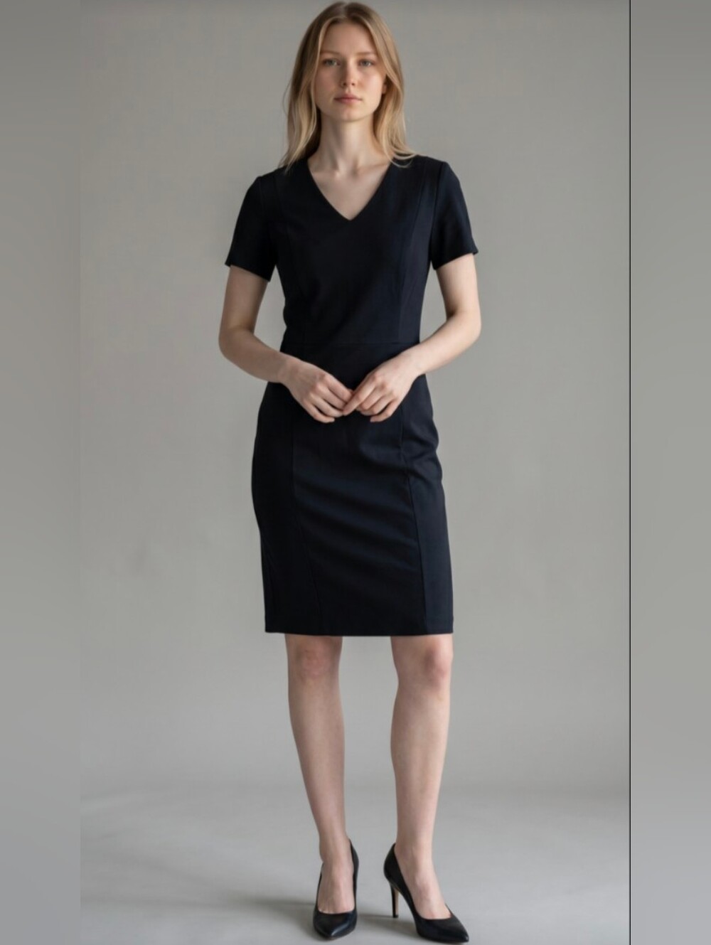 NWT! OLD NAVY! DEEP BLACK ULTRA STRETCH SIMPLE & ELEGANT SHEATH DRESS! SZ L